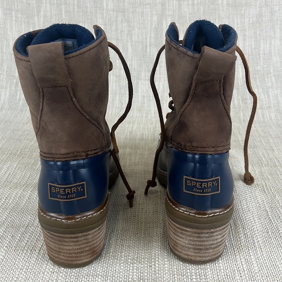 Sperry Women's Saltwater Heel Rain Boot, Brown/Navy, Size 6 US - Picture 4 of 6